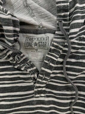 Converse One Star Striped Pullover Hoodie M